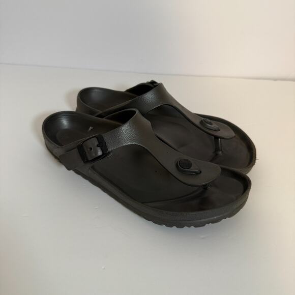 Birkenstock‎ Gizeh Sandals Womens 8 Eva Black Shoe Size Leather Slip On Casual - Picture 5 of 11